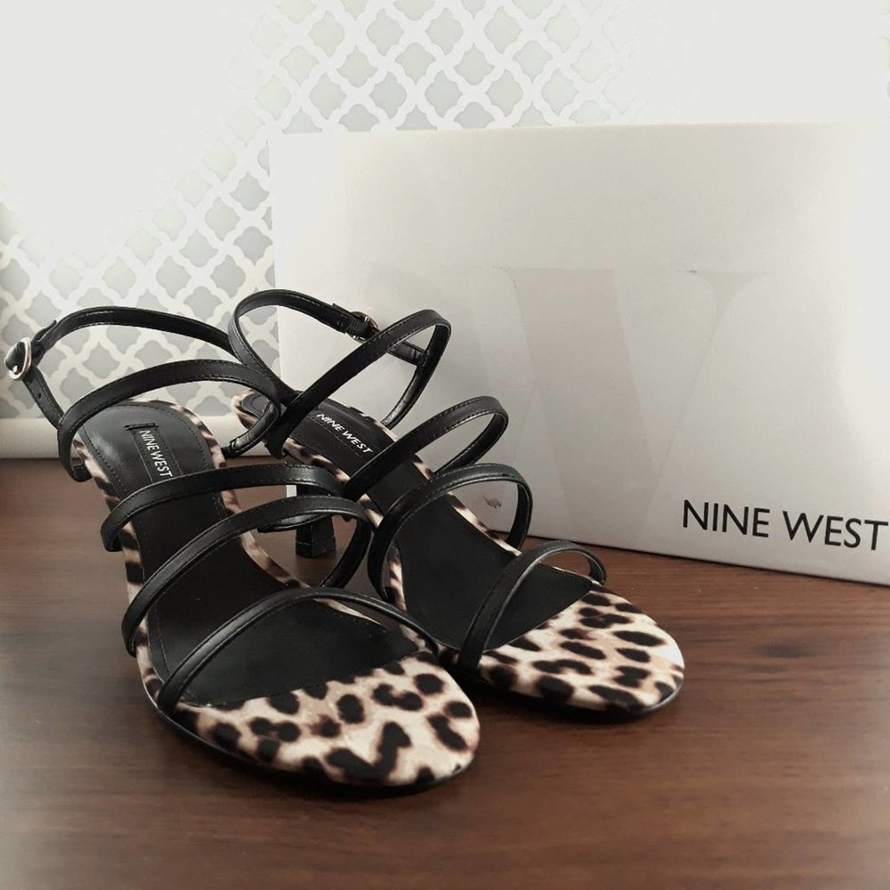 NINE WEST Smooth Black Sandals 7.5